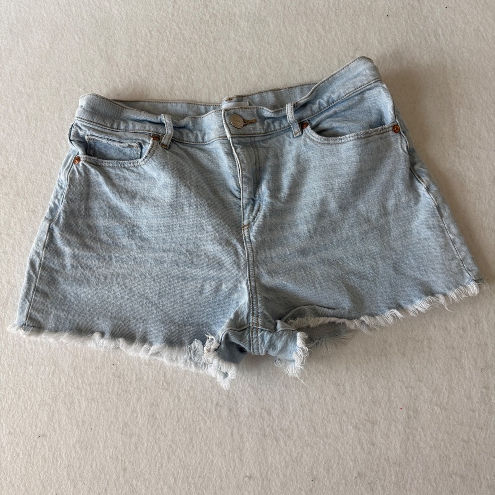 LOFT Denim Shorts Women 27 4 Light Blue Raw Hem High Rise Cut Offs